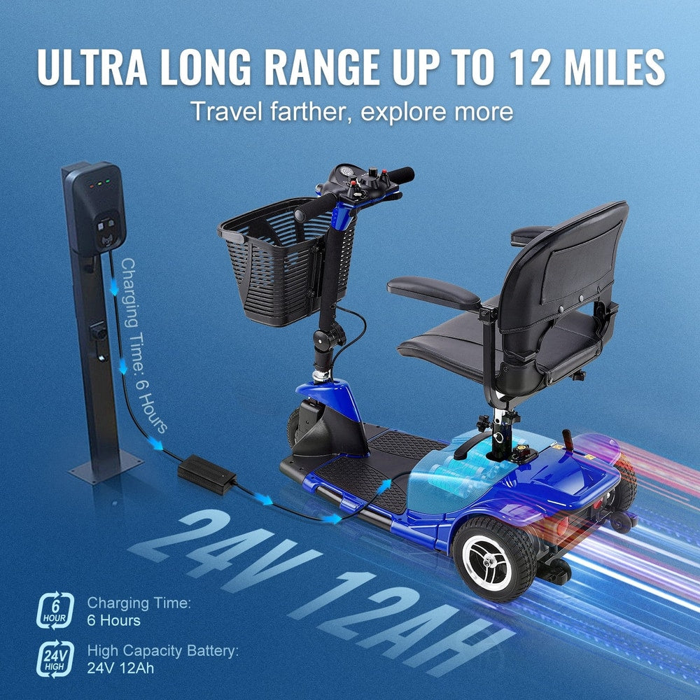 Uimoso 3-Wheel Folding Mobility Scooter for Seniors 12Mile Range 265LBS Capacity