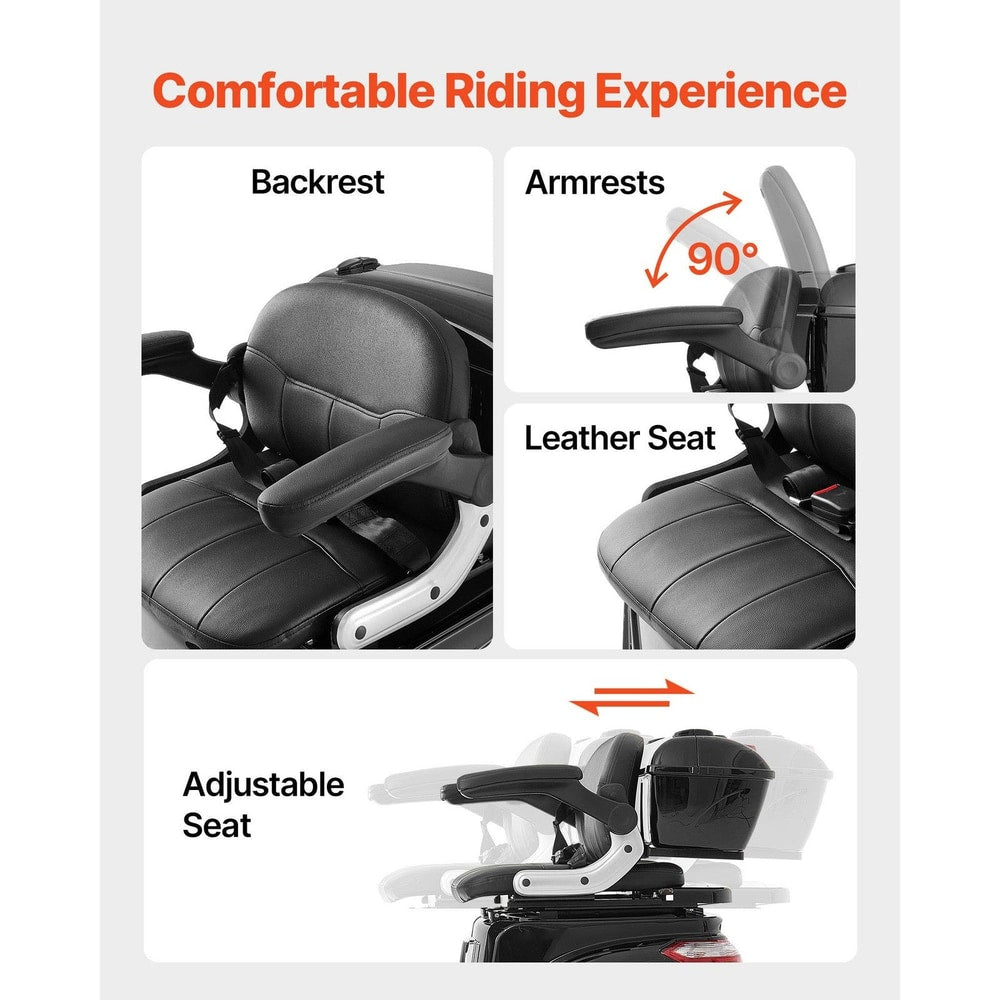 Uimoso Heavy-Duty 3-Wheel Mobility Scooter 21.5-Mile Range, 3-Speed, 500Lbs Load