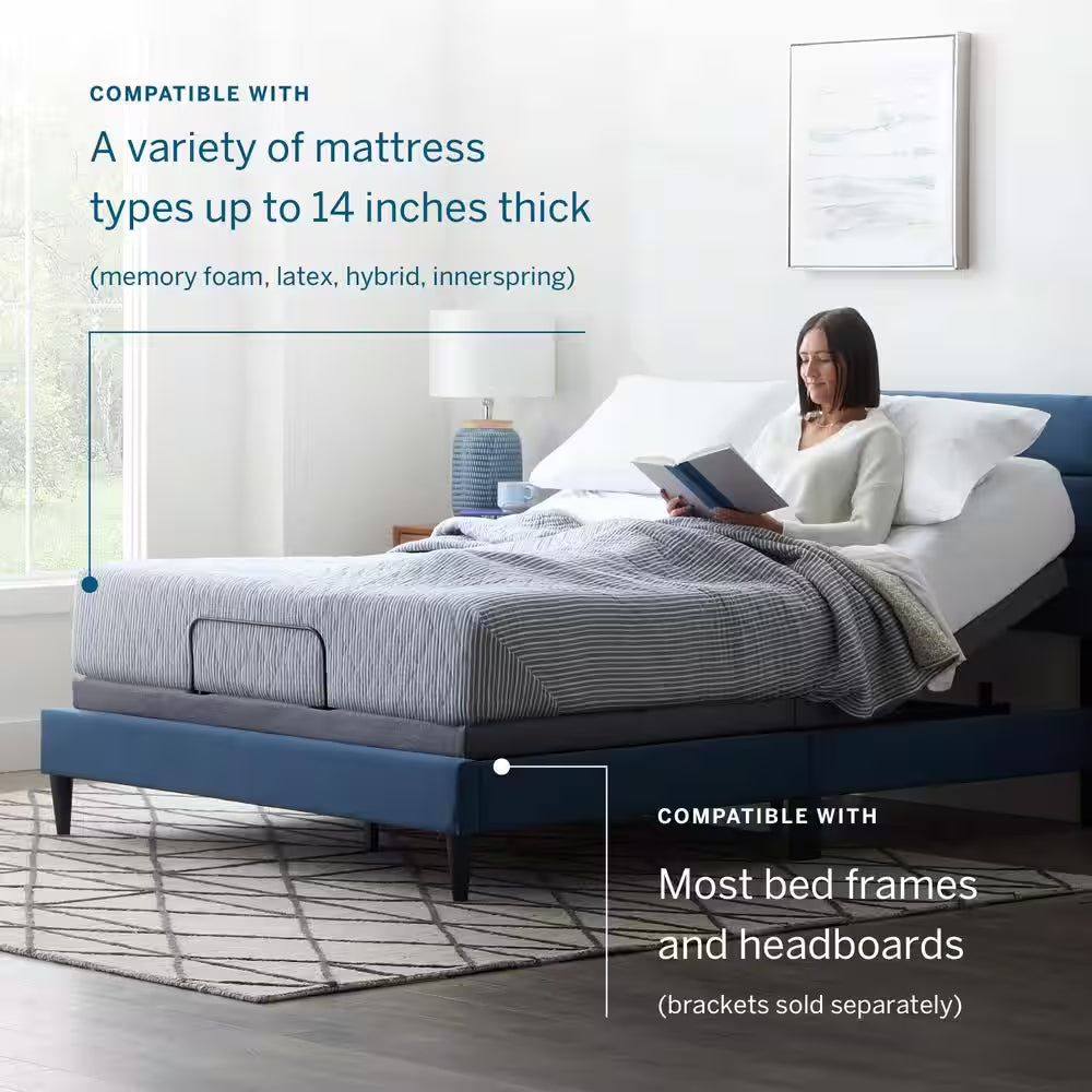 Black Full Adjustable Bed Frame Base with Wireless Remote and Smart App