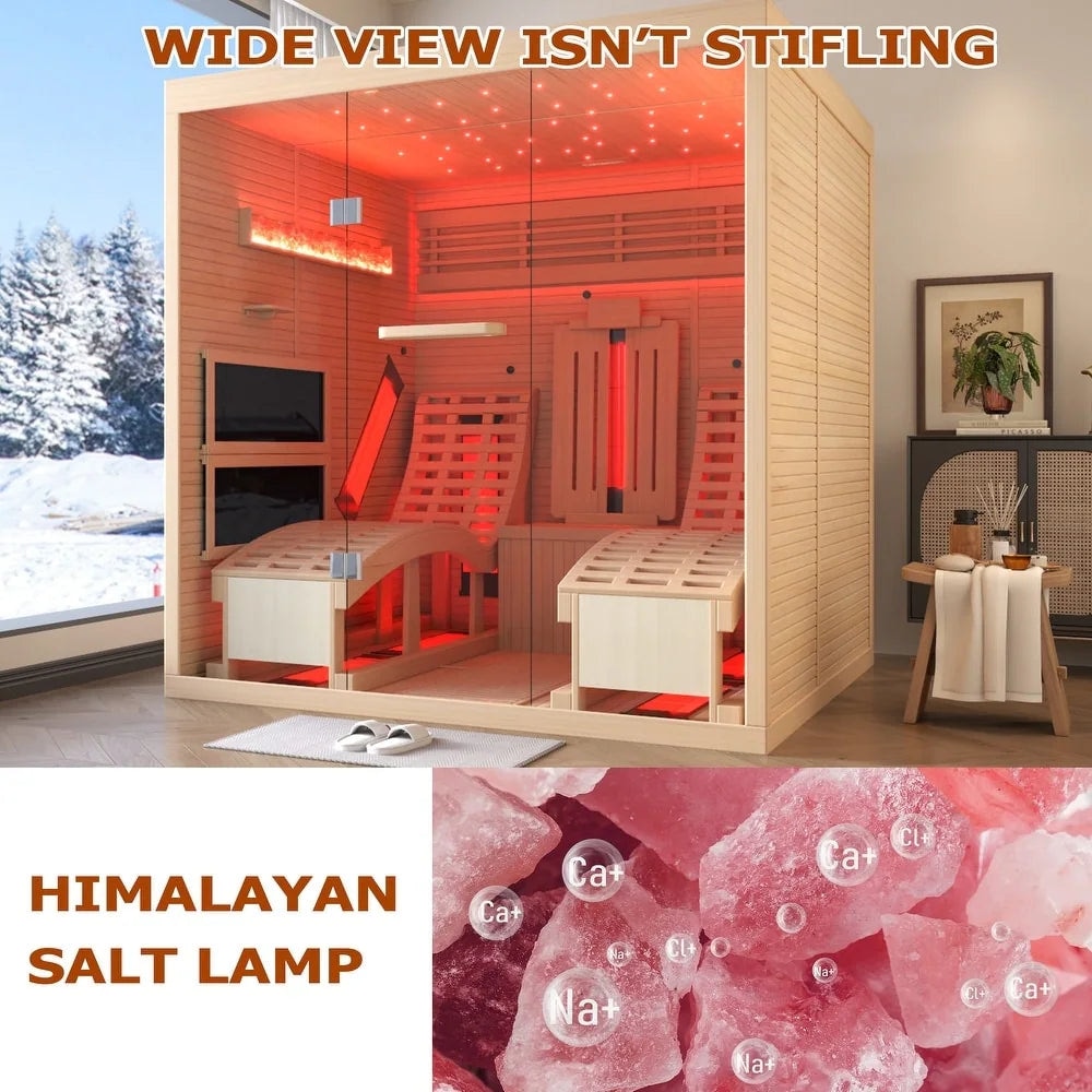 Infrared Sauna up to 4 Person with 15 Minutes Warm-Up Heater Tube & Carbon Plate