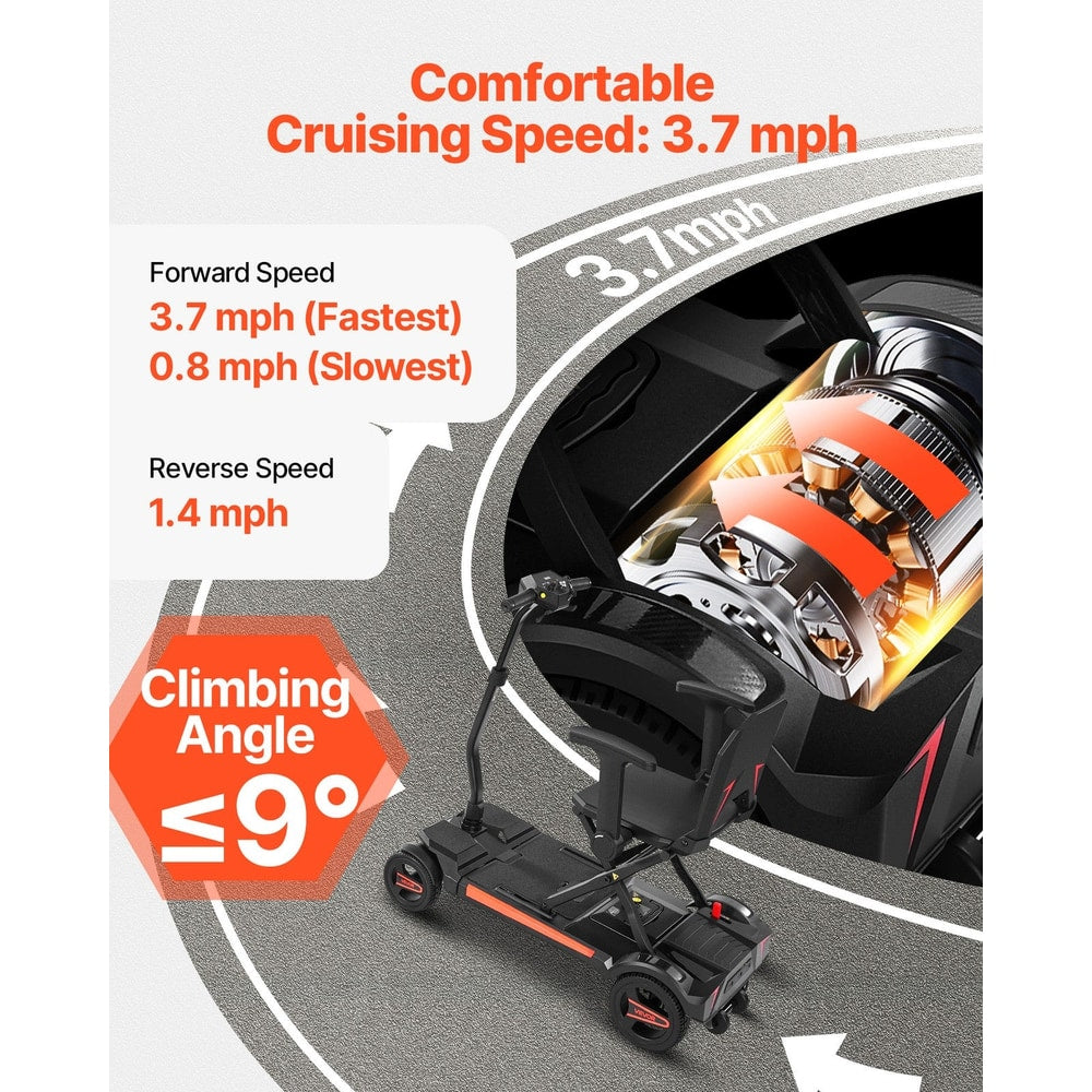 VEVOR 4-Wheel Electric Mobility Scooter Integrated Foldable Mobility Wheelchair