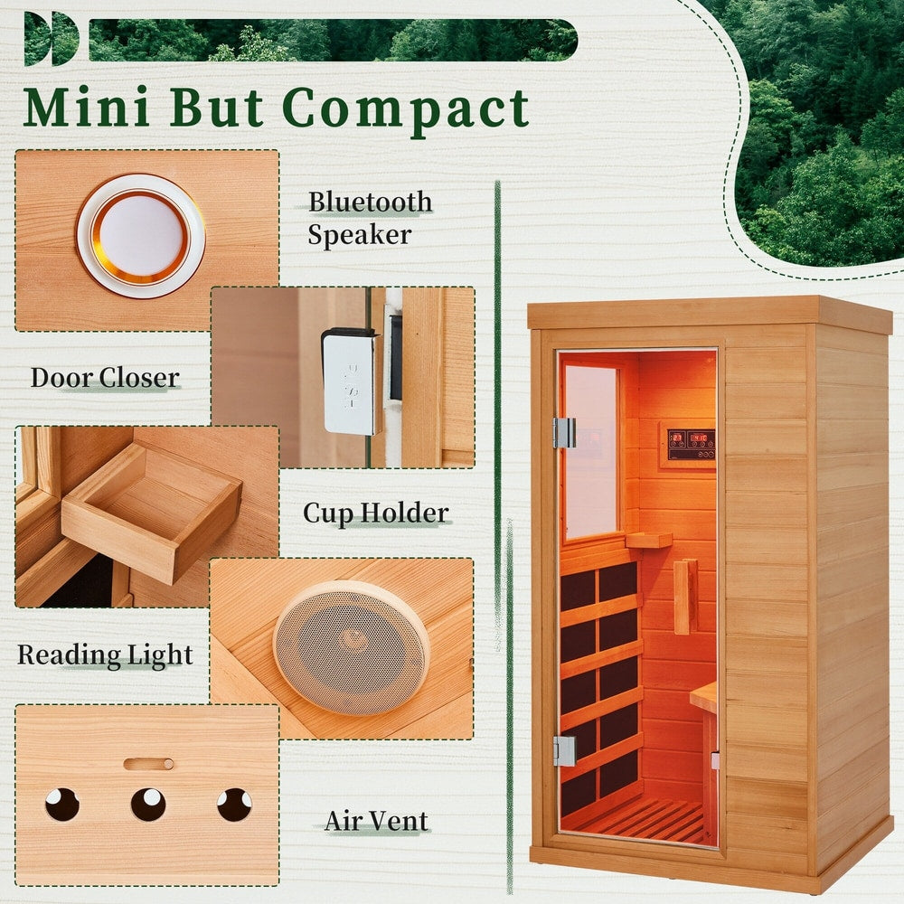 Infrared Sauna up to 4 Person with 15 Minutes Warm-Up Heater Tube & Carbon Plate