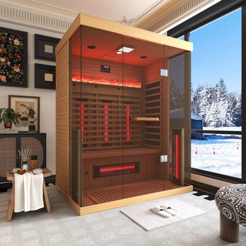 Infrared Sauna up to 4 Person with 15 Minutes Warm-Up Heater Tube & Carbon Plate
