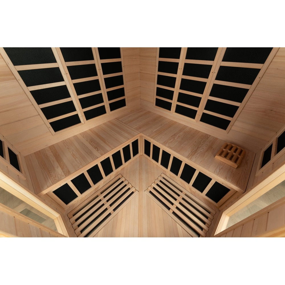 Blisspod, Vienna, Corner Spacious Far Infrared Sauna Canadian Hemlock Ultra Low EMF, 12 Heaters, 4-5 Persons