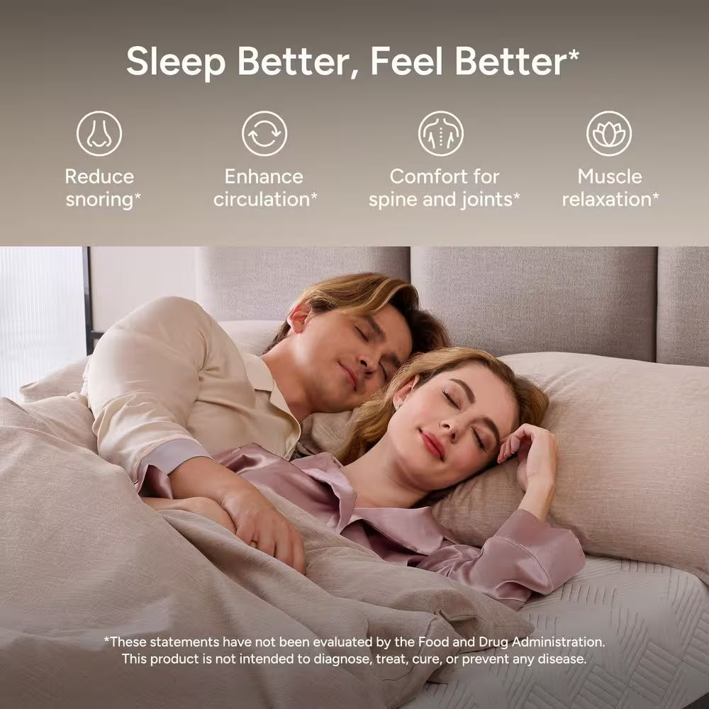 Gray Twin XL Adjustable Bed Frame Base with 14 In. Hybrid Mattress, Massage Wireless Remote Underbed Light Electric Bed