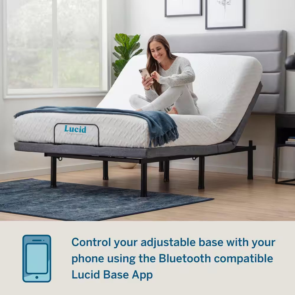 Black Full Adjustable Bed Frame Base with Wireless Remote and Smart App