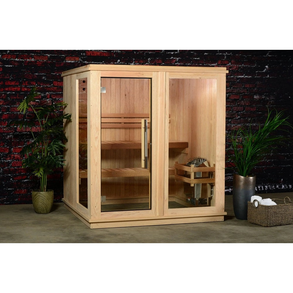 Grayson 4-Person Indoor Sauna in Rustic Cedar