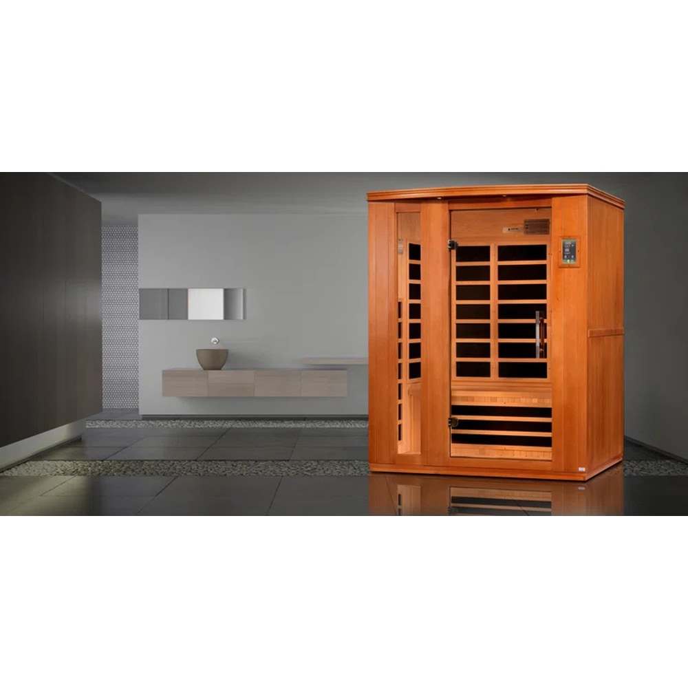 Lugano 3 - Person Bluetooth Compatible FAR Infrared Sauna with Remote Control in Hemlock