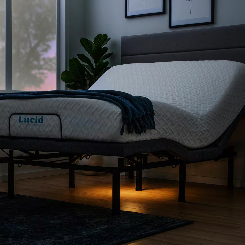 Black Full Adjustable Bed Frame Base with Wireless Remote and Smart App