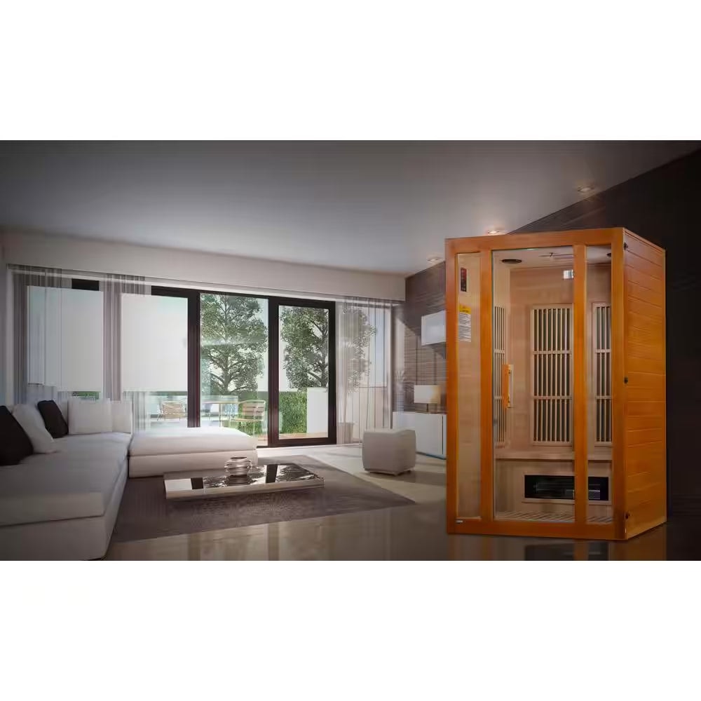 Aspen Upgraded 2 Person Infrared Sauna 6 Dual Tech Infrared Heaters, Red Light and Chromotherapy with Sound System