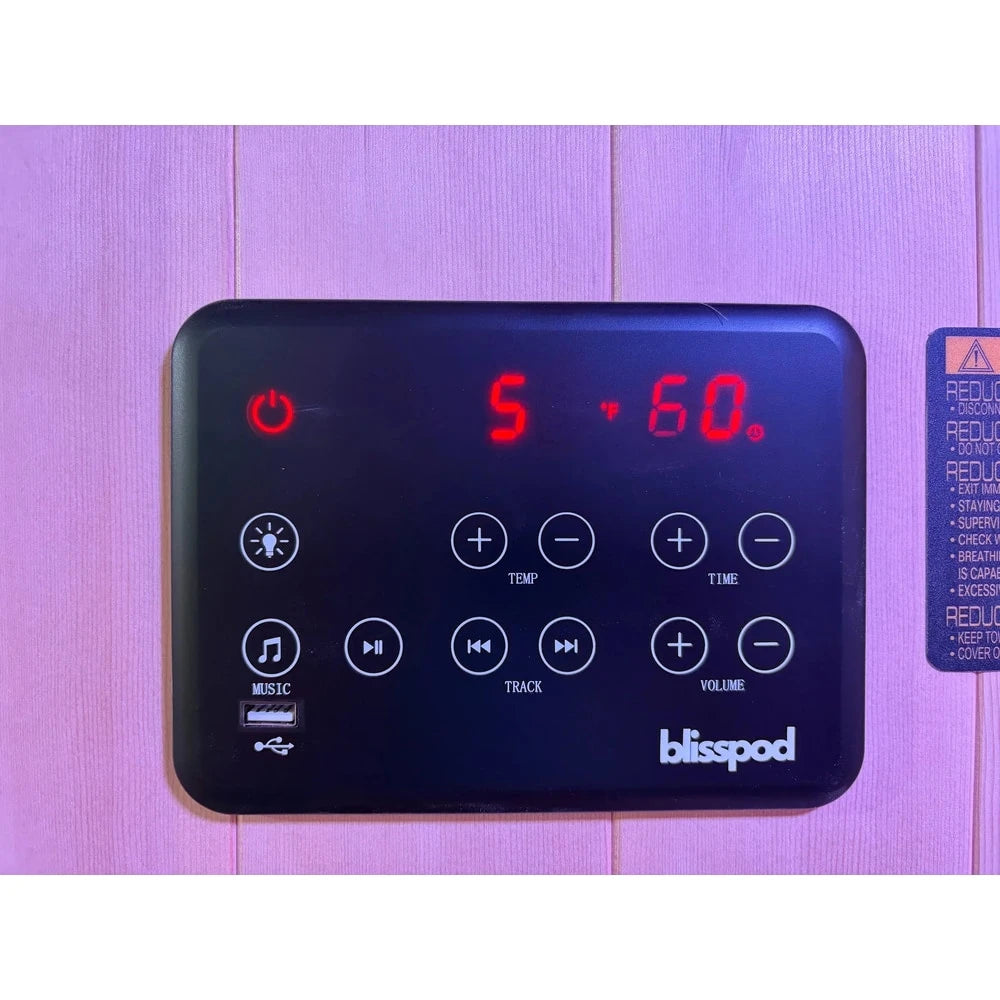 Blisspod | Milano | Full Spectrum Sauna Canadian Hemlock Ultra Low EMF | 6 Far Infrared & Red Glass Heater & Chromotherapy | 2 Person