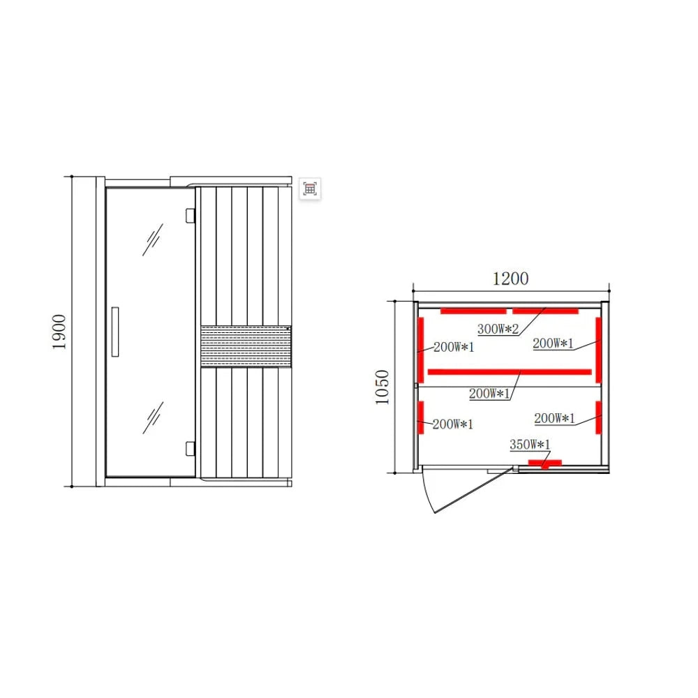 Blisspod | Milano | Full Spectrum Sauna Canadian Hemlock Ultra Low EMF | 6 Far Infrared & Red Glass Heater & Chromotherapy | 2 Person