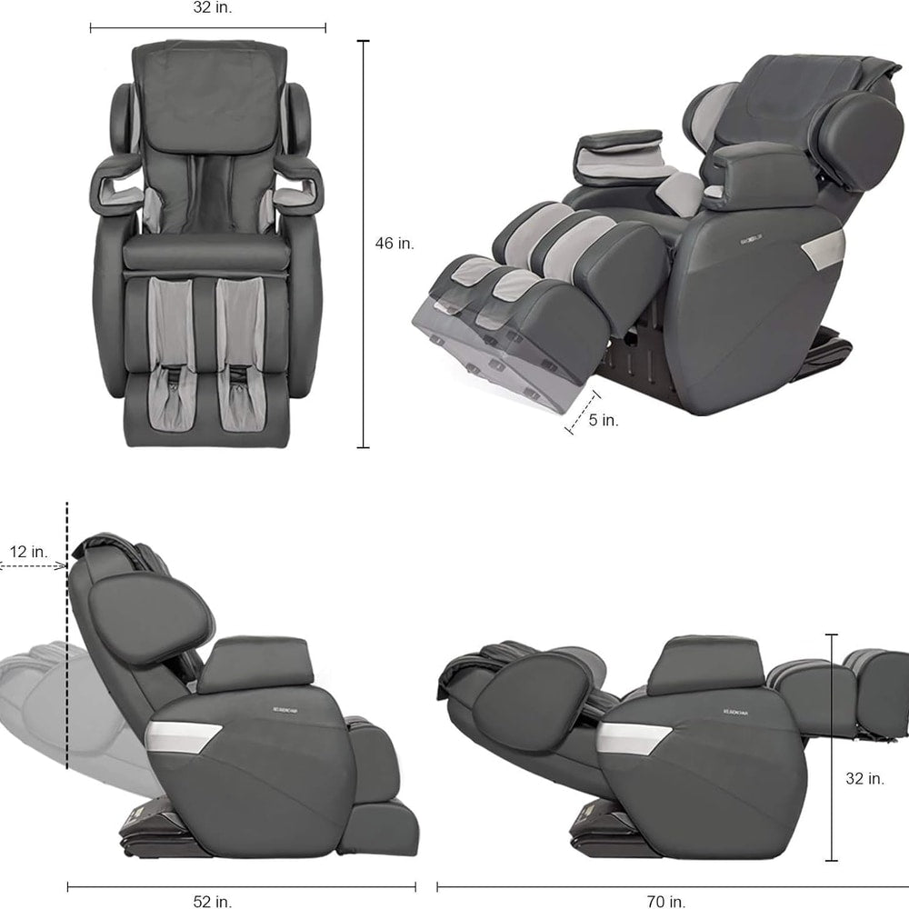 [MK-II plus Full Body Zero Gravity Shiatsu Massage Chair with Built-In Heat and Air Massage System - Charcoal