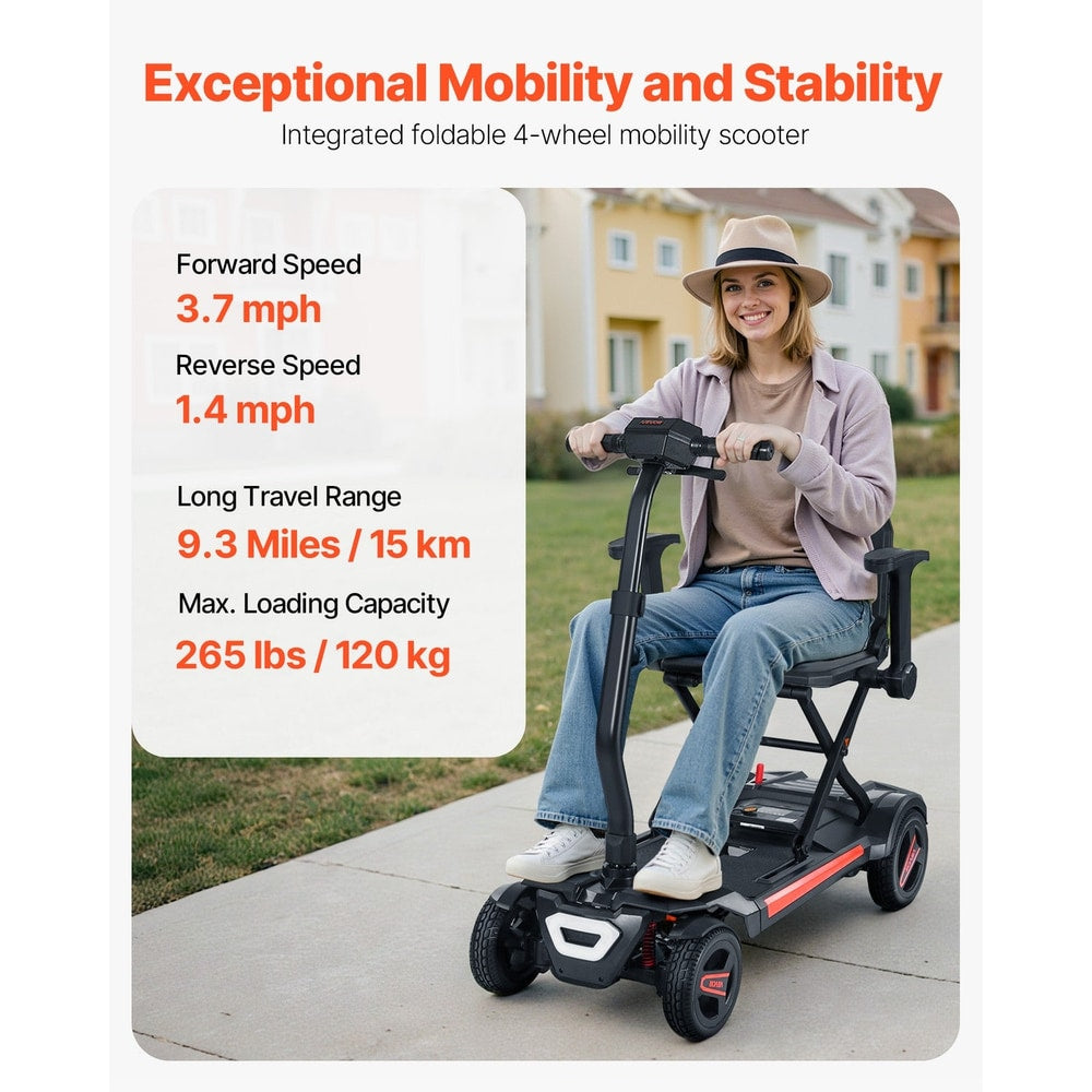 VEVOR 4-Wheel Electric Mobility Scooter Integrated Foldable Mobility Wheelchair