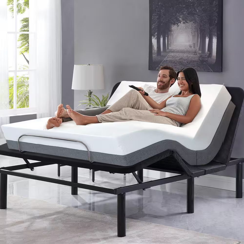 Black, Twin XL, Height Electric Adjustable Bed Frame Base with Wireless Remote Control