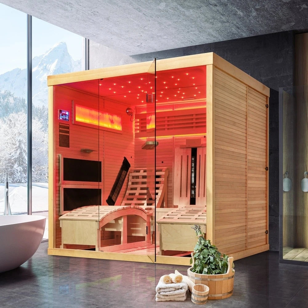 Infrared Sauna up to 4 Person with 15 Minutes Warm-Up Heater Tube & Carbon Plate
