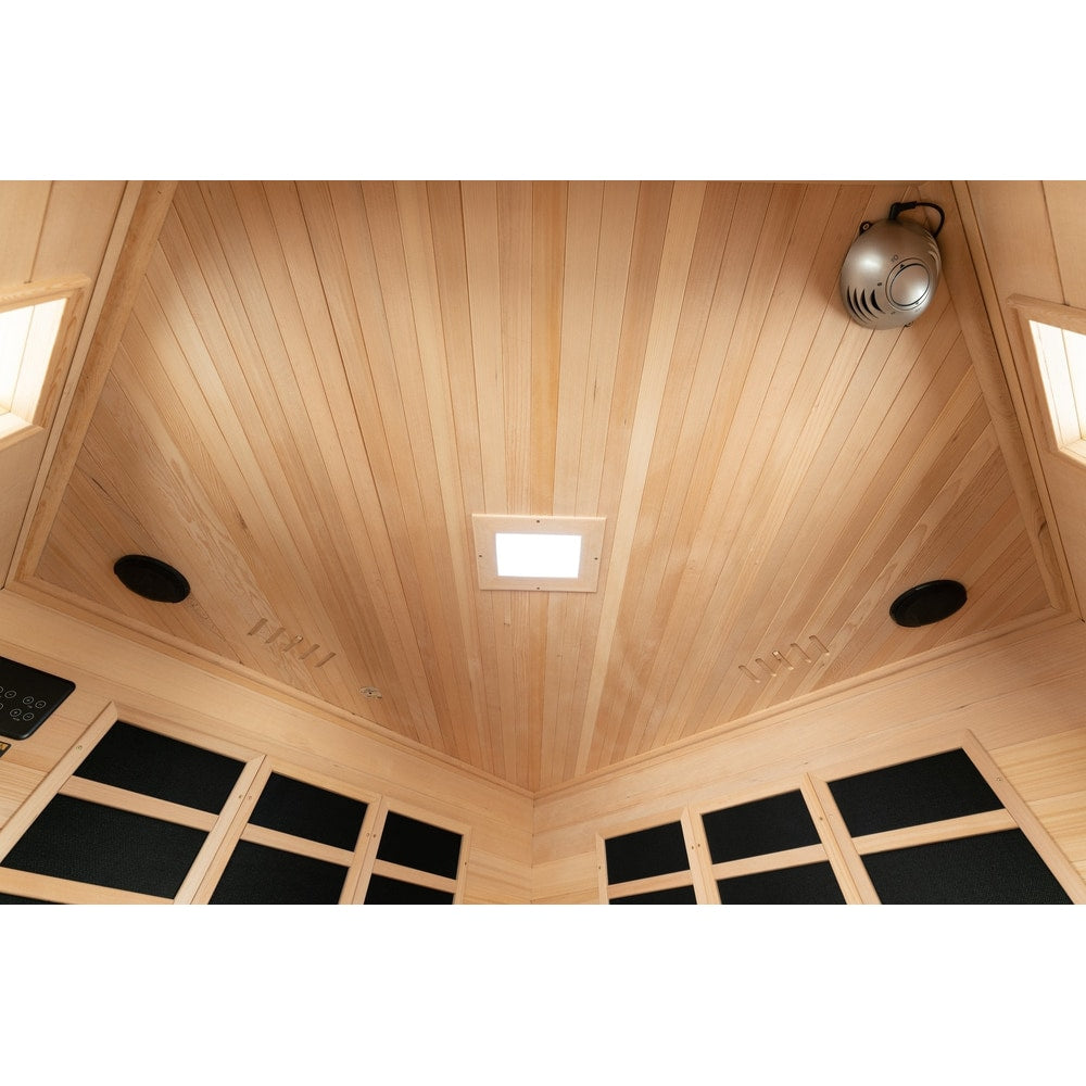 Blisspod, Vienna, Corner Spacious Far Infrared Sauna Canadian Hemlock Ultra Low EMF, 12 Heaters, 4-5 Persons
