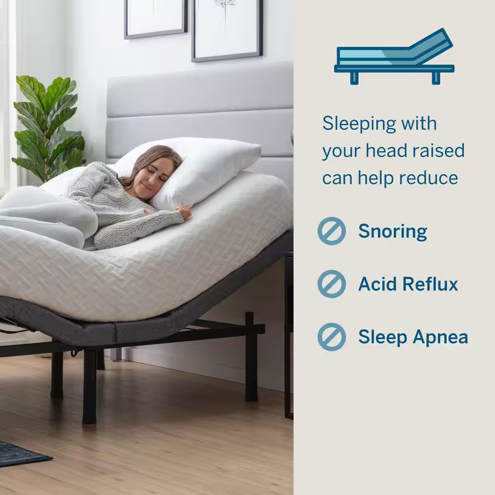 Black Full Adjustable Bed Frame Base with Wireless Remote and Smart App