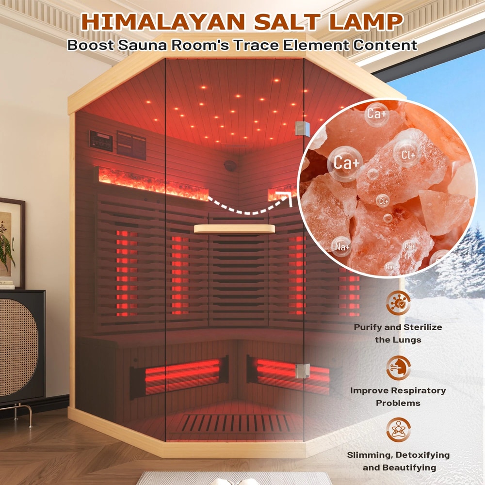 Infrared Sauna up to 4 Person with 15 Minutes Warm-Up Heater Tube & Carbon Plate