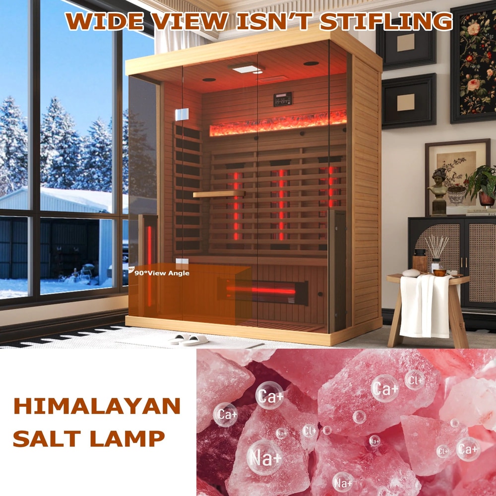 Infrared Sauna up to 4 Person with 15 Minutes Warm-Up Heater Tube & Carbon Plate