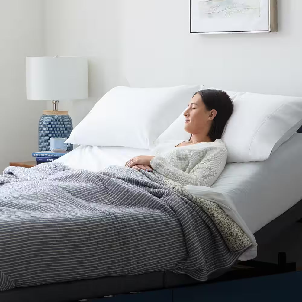 Black Full Adjustable Bed Frame Base with Wireless Remote and Smart App