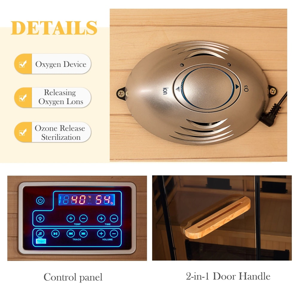 Infrared Sauna up to 4 Person with 15 Minutes Warm-Up Heater Tube & Carbon Plate