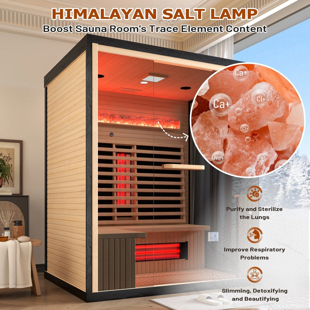 Infrared Sauna up to 4 Person with 15 Minutes Warm-Up Heater Tube & Carbon Plate