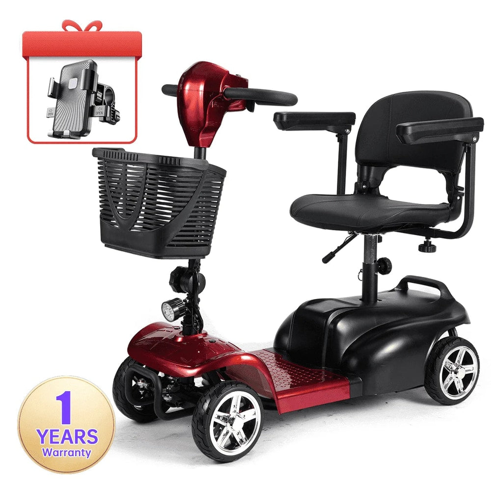 Mobility Scooter,Folding 4 Wheels Mobility Scooters for Seniors,Replacement Electric Wheelchair,42X37X19In,110Lbs,Red