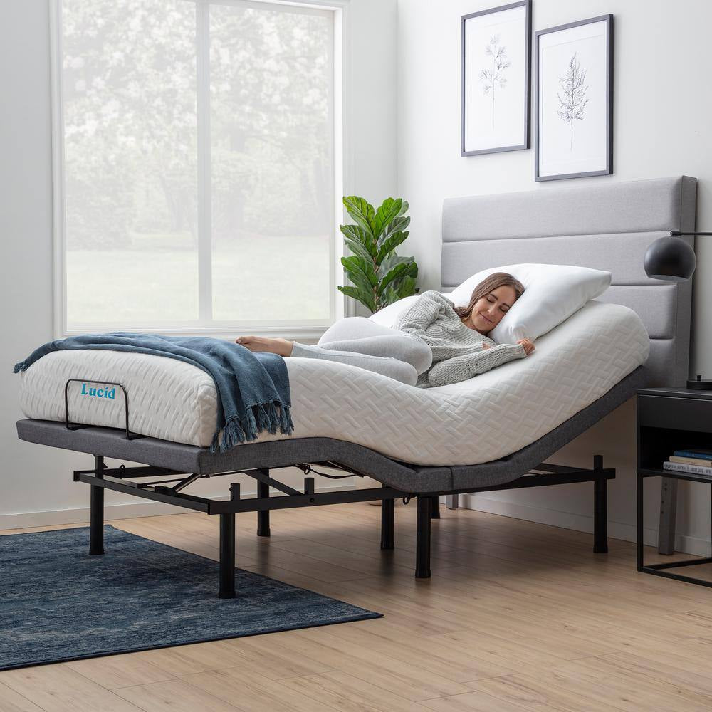 Black Full Adjustable Bed Frame Base with Wireless Remote and Smart App