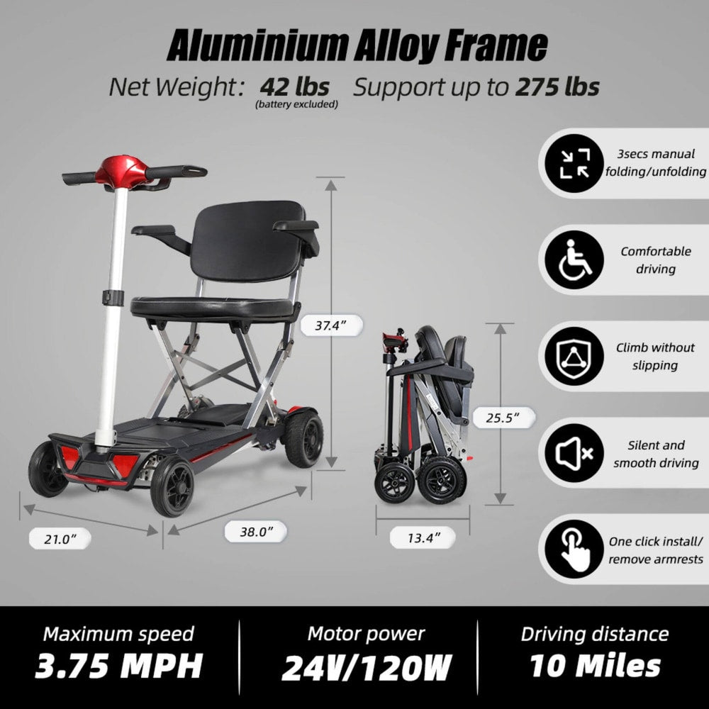 Lightweight Powered Folding Mobility Scooter For Adults And Seniors (SAK53214)