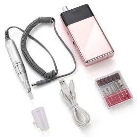 Electric Professional Nail Drill Kit - rose gold color with mirrored for manicure lovers, home, car, trip, nail salons, nail schools, nail parties, Ch