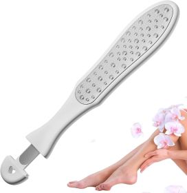 White 2 Sided Foot File 10.5" x 2" with Additional Scraper; 3-in-1 Professional Pedicure Foot File Callus Remover for Feet Kit; 304 Quality Stainless