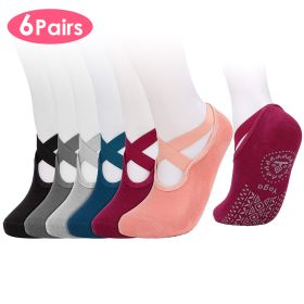 6 Packs Women Yoga Socks with Straps Non-Slip Grips for Pilates Pure Hospital Walking Dance Indoor