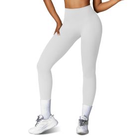 Women\'s High Waist Workout Leggings Tummy Control Compression Yoga Tight Pants Gym Pants Athletic Running Leggings with 25In Inseam No Front Seam (Color: Pearl Grey, size: S)