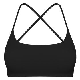 Women Cross Back Sport Bras Padded Strappy Crop Open Back Low Impact Bras Sexy Fitness Tank Tops with Removable Pads Thin Straps for Gym Yoga Workout (Color: Black, size: XL)