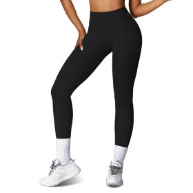 Women\'s High Waist Workout Leggings Tummy Control Compression Yoga Tight Pants Gym Pants Athletic Running Leggings with 25In Inseam No Front Seam (Color: Black, size: M)