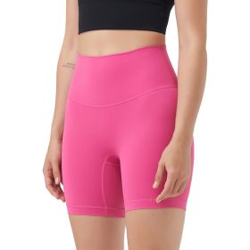 Women\'s High Waist Biker Shorts Tummy Control Pants Athletic Leggings Spandex Booty Shorts with 6.3In Inseam No Front Seam for Workout Yoga Running V (Color: Pink, size: M)