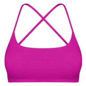 Women Cross Back Sport Bras Padded Strappy Crop Open Back Low Impact Bras Sexy Fitness Tank Tops with Removable Pads Thin Straps for Gym Yoga Workout (Color: Rose Red, size: S)